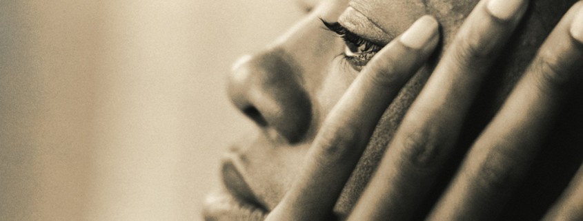 closeup of contemplative woman