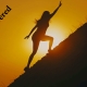 Person climbing a steep hill. Words say The Empowerment Journey