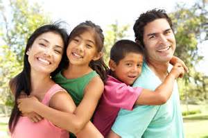 family of four in park